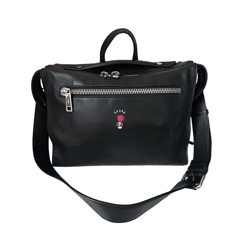 FENDI Black Calfskin Lui Urban Bug Eyes Briefcase/Tote Large Shoulder Bag Unused - Picture 3 of 15